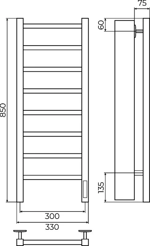 Полотенцесушитель электрический Terminus Ватикан П8 300х850 Sancos — официальный сайт