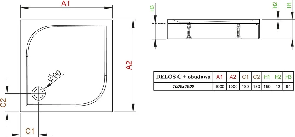 Поддон для душа Radaway Delos C1000 с панелью Sancos — официальный сайт