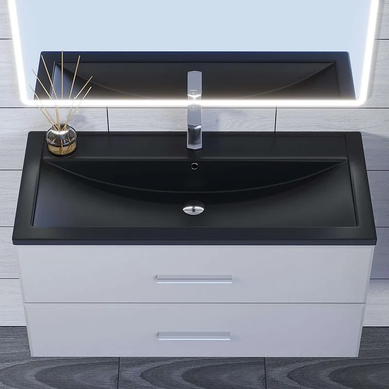 Мебельная раковина Uperwood Foster Quartz 291030046 100 см, матовая черный, уголь Sancos — официальный сайт