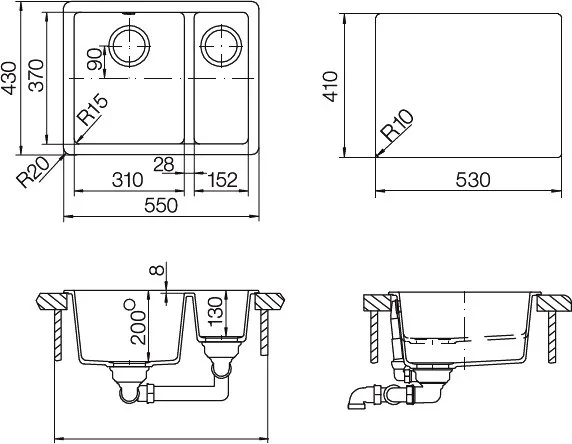 Мойка кухонная Schock Soho 60 Plus (N-150) Cristadur серебристый камень Sancos — официальный сайт