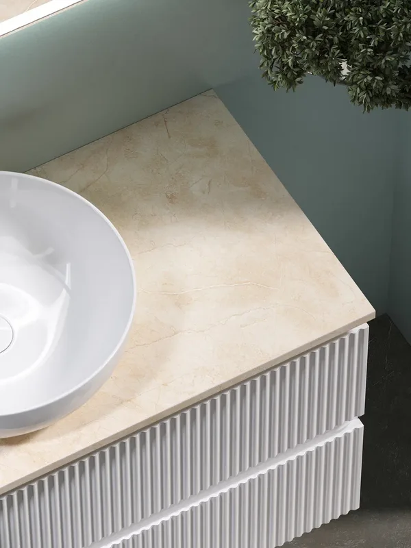 Тумба с раковиной Sancos Snob R 100 см, bianco, столешница бежевая, раковина CN5024 Sancos — официальный сайт