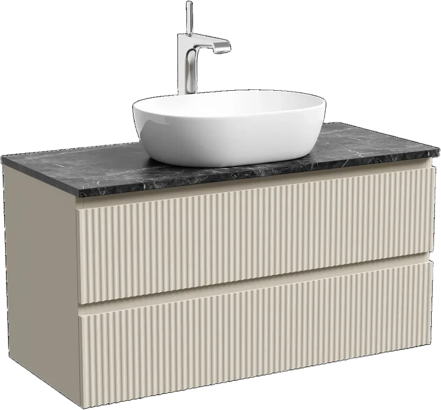 Тумба с раковиной Sancos Snob R 100 см, beige soft, столешница черный мрамор, раковина CN5010 Sancos — официальный сайт
