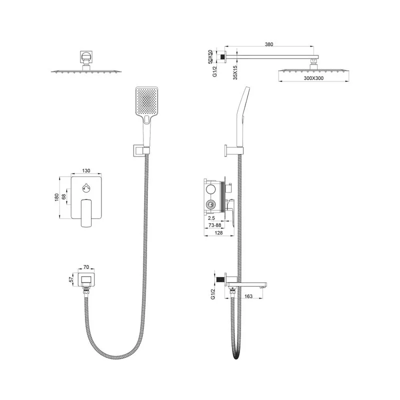 Душевой комплект Oliveeka D OL-939003-CR С ВНУТРЕННЕЙ ЧАСТЬЮ, хром Sancos — официальный сайт