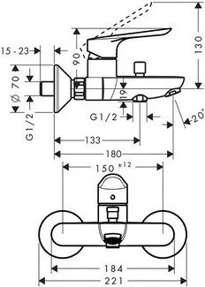 Смеситель для ванны с душем Hansgrohe Logis E 71403000 Sancos — официальный сайт