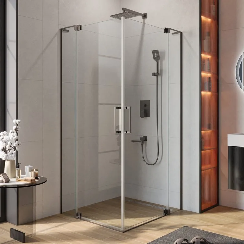 Душевой уголок Cezares Slider AH 2 70/80-90/100 C GM профиль оружейная сталь, стекло прозрачное Sancos — официальный сайт