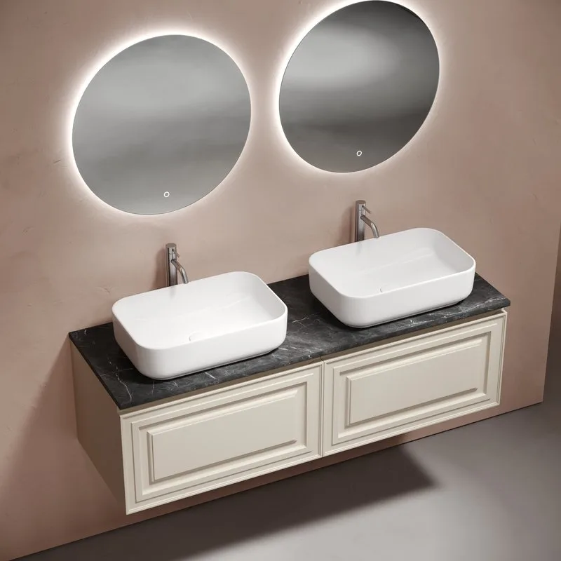 Тумба с раковиной Sancos Very 140 beige soft, столешница черный мрамор TT140A1X, раковина CN5043 Sancos — официальный сайт
