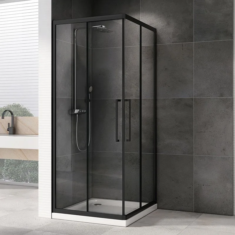 Душевой уголок Abber Schwarzer Diamant AG02090BH 90x90, профиль черный, стекло прозрачное Sancos — официальный сайт