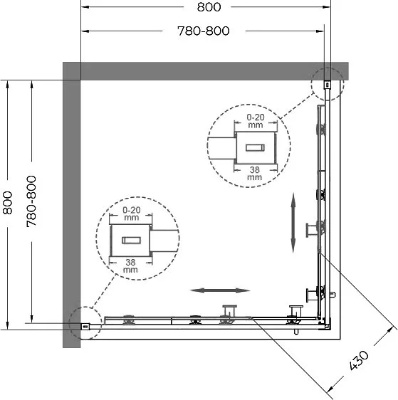 Душевой уголок Cezares Relax RELAX-304-A-2-80-C-GM 80x80, профиль оружейная сталь Sancos — официальный сайт