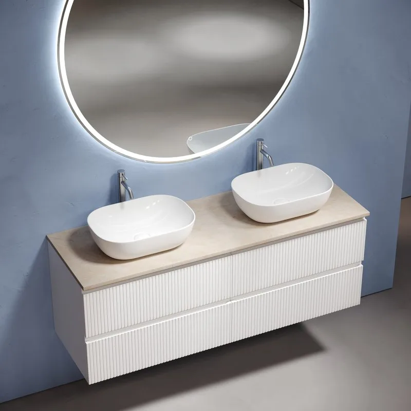 Тумба с раковиной Sancos Snob T 140 bianco, столешница бежевая TT140A2X, раковина CN6009 Sancos — официальный сайт
