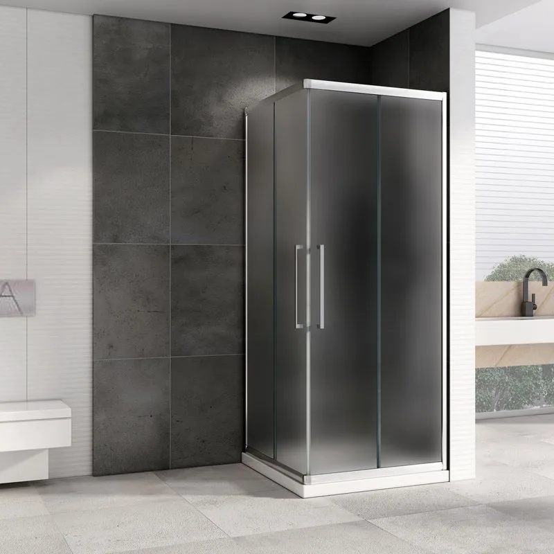 Душевой уголок Abber Schwarzer Diamant AG02090MH 90x90, профиль хром матовый, стекло матовое Sancos — официальный сайт