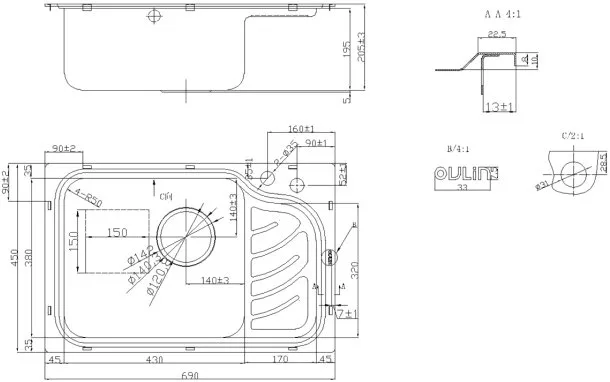Мойка кухонная Oulin OL-327L Sancos — официальный сайт