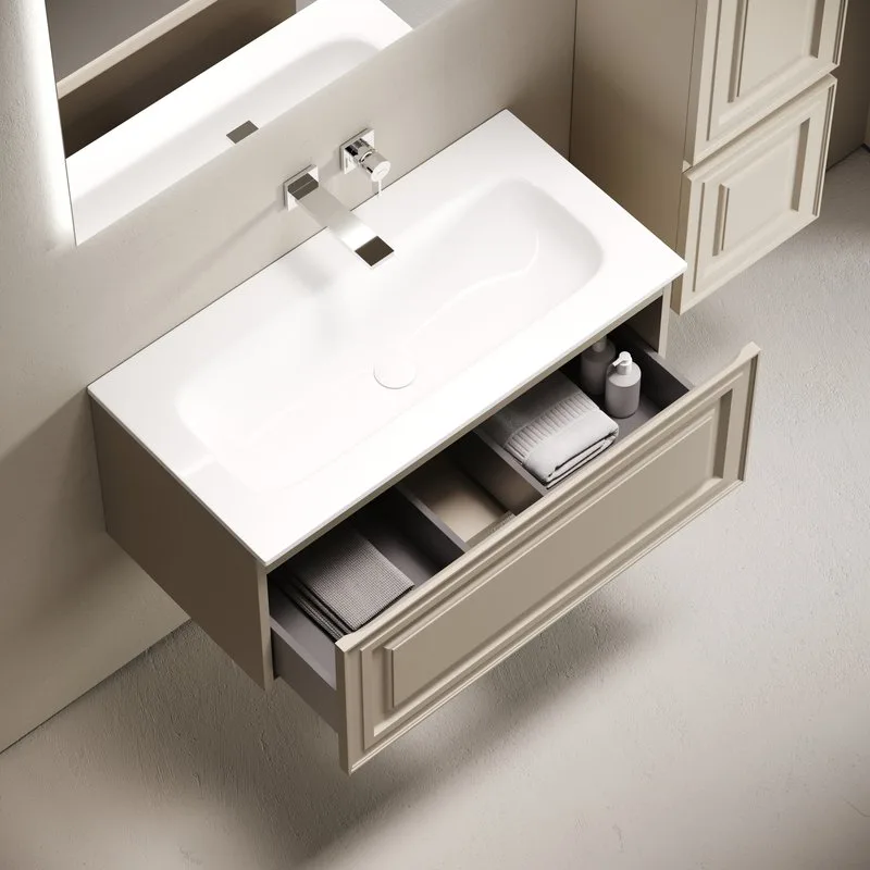 Тумба с раковиной Sancos Very 90 подвесная, beige soft, раковина СN7019wx Sancos — официальный сайт