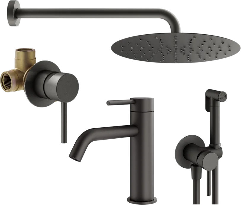 Комплект для ванной Plumberia Selection Ixo KITZXO01GR53 С ВНУТРЕННЕЙ ЧАСТЬЮ, графит матовый Sancos — официальный сайт