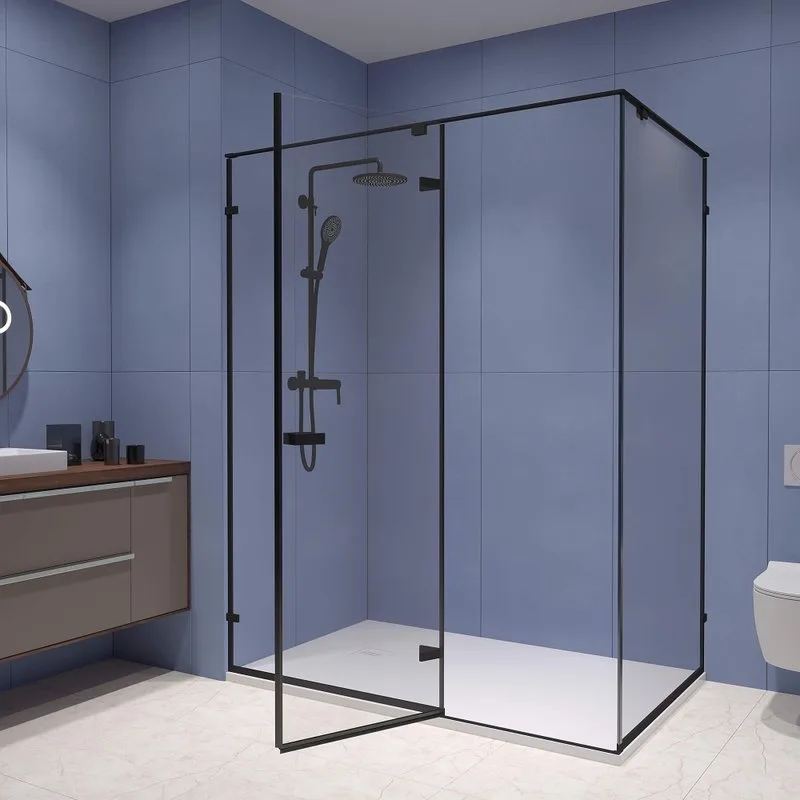 Душевой уголок RGW Stilvoll SV-040 100х90 профиль черный, стекло прозрачное Sancos — официальный сайт