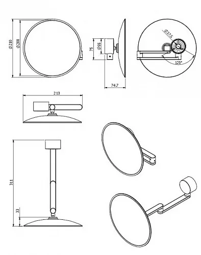 Косметическое зеркало Splendy Inspiration R IR412521VCR, хром Sancos — Оригинал