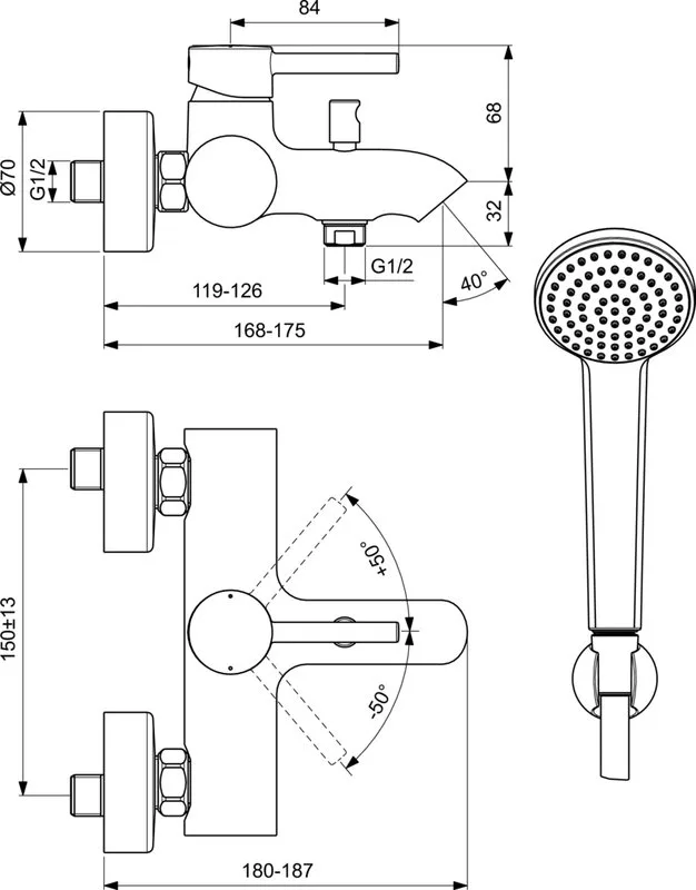 Смеситель для ванны с душем Ideal Standard Ceraline BC270AA Sancos — официальный сайт