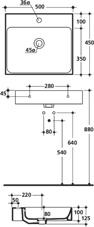 Накладная раковина Kerasan Cento 353001*1 Sancos — официальный сайт