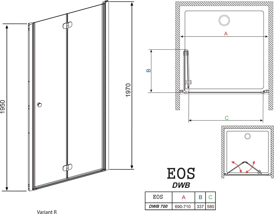 Душевая дверь в нишу Radaway EOS DWB 70 интимато R Sancos — официальный сайт
