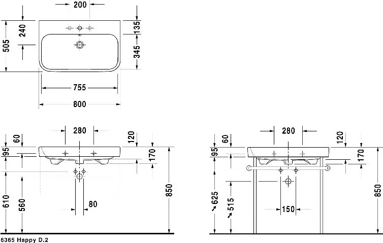 Мебельная раковина Duravit Happy D.2 Happy D.2 2318800000 80 см Sancos — официальный сайт