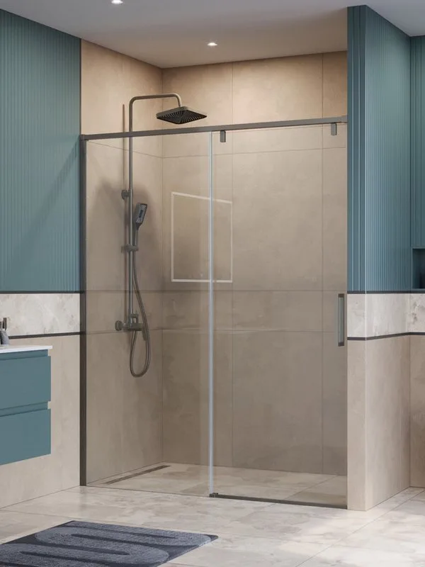 Душевая дверь в нишу BelBagno Soft Close-1 BF-1-150-C-GM профиль оружейная сталь Sancos — официальный сайт
