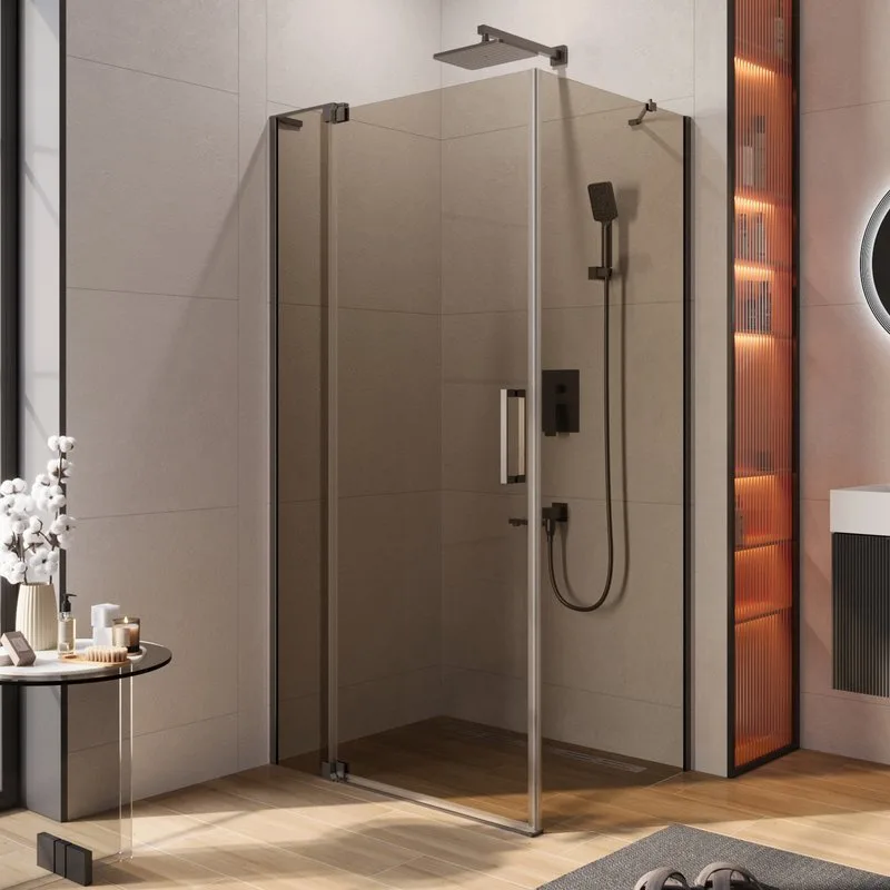 Душевой уголок Cezares Slider AH 1 80-100/110 BR GM профиль оружейная сталь, стекло бронза Sancos — официальный сайт