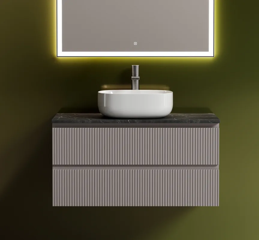 Тумба с раковиной Sancos Snob T 100 см, doha soft, столешница черный мрамор, раковина CN6018 Sancos — официальный сайт