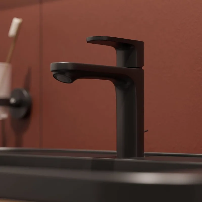 Смеситель для раковины Hansgrohe Rebris S 72517670 с донным клапаном, черный матовый Sancos — официальный сайт