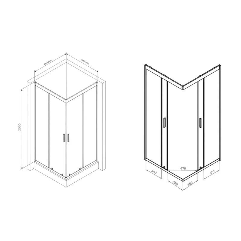 Душевой уголок AM.PM Gem W90G-403-090BT 90x90, профиль черный Sancos — официальный сайт