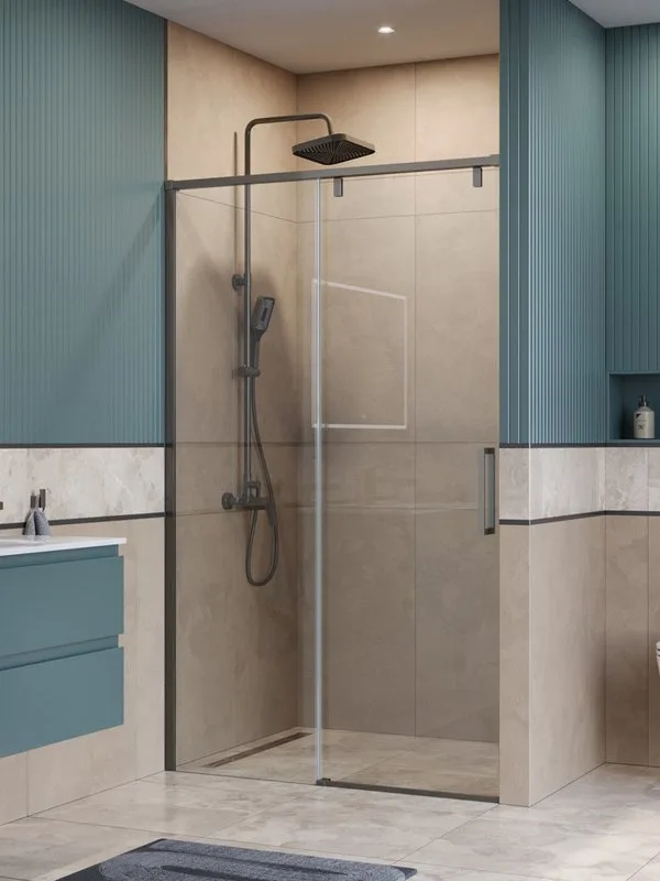Душевая дверь в нишу BelBagno Soft Close-1 BF-1-110-C-GM профиль оружейная сталь Sancos — официальный сайт