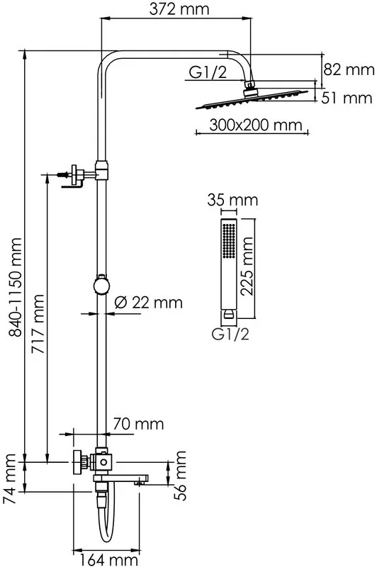 Душевая стойка Wasserkraft Aller A199.069.103.087.CH Thermo, с термостатом, хром Sancos — официальный сайт