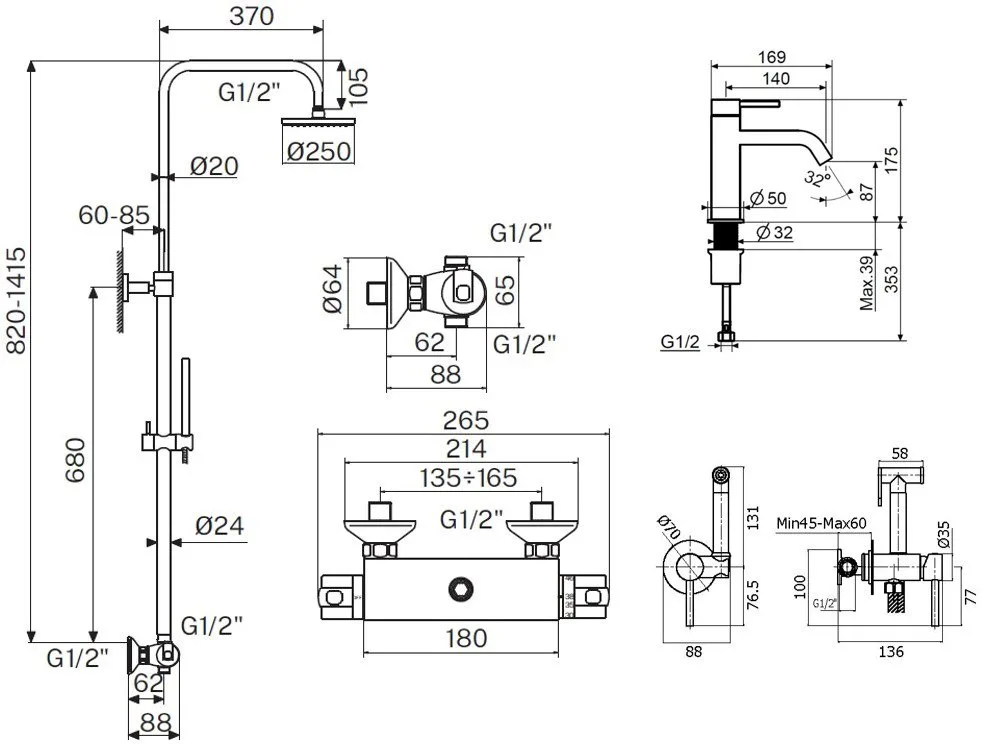 Комплект для ванной Plumberia Selection Ixo KITZXO6302CR53 хром Sancos — официальный сайт
