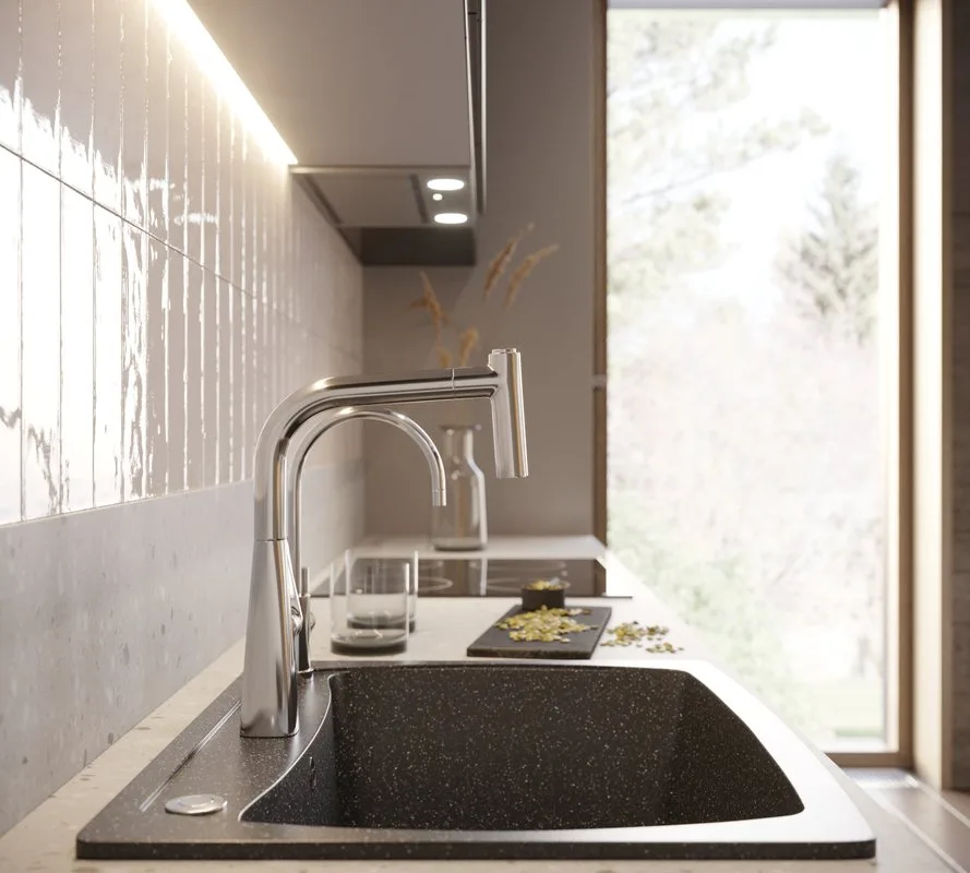 Смеситель для кухни Hansgrohe Metris M71 14834000 хром Sancos — официальный сайт