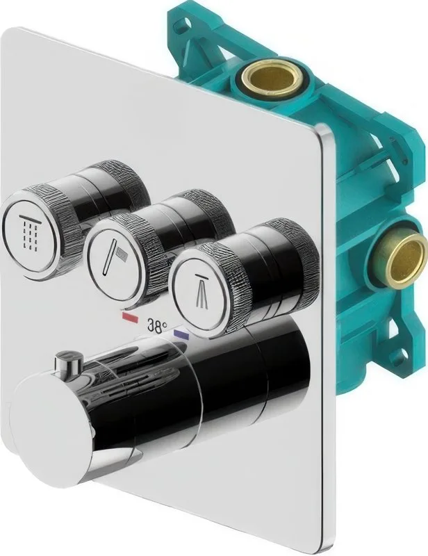 Термостатический смеситель встраиваемый Plumberia Selection PSBOX KITPSB2903CR С ВНУТРЕННЕЙ ЧАСТЬЮ,  Sancos — официальный сайт