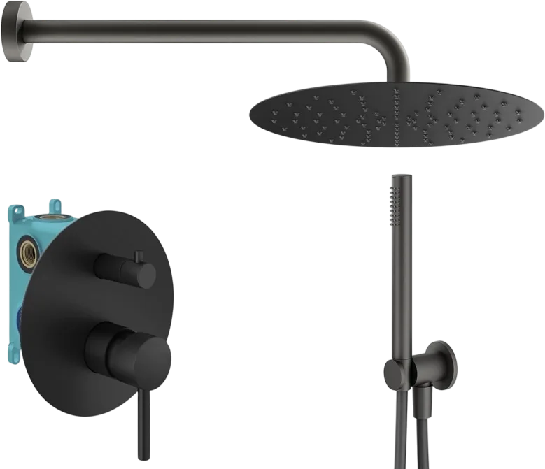 Душевой комплект Plumberia Selection Ixo KITXO18NO, С ВНУТРЕННЕЙ ЧАСТЬЮ, черный матовый Sancos — официальный сайт