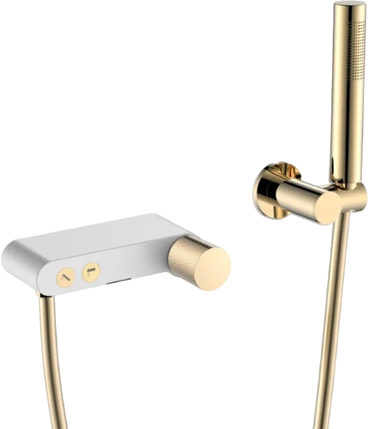 Смеситель для ванны с душем Boheme Stick 123-WG.2, white touch gold Sancos — официальный сайт