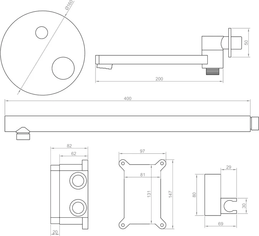 Душевой комплект RGW Shower Panels SP-55G, С ВНУТРЕННЕЙ ЧАСТЬЮ, золото Sancos — официальный сайт