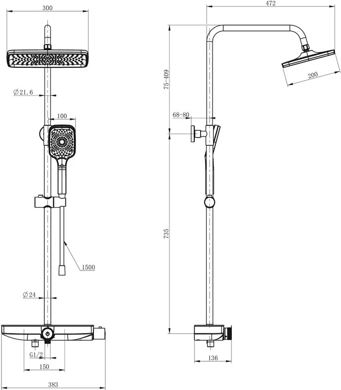 Душевая стойка Wonzon & Woghand ThermoKlick WW-B3098-A-BG, брашированное золото Sancos — официальный сайт