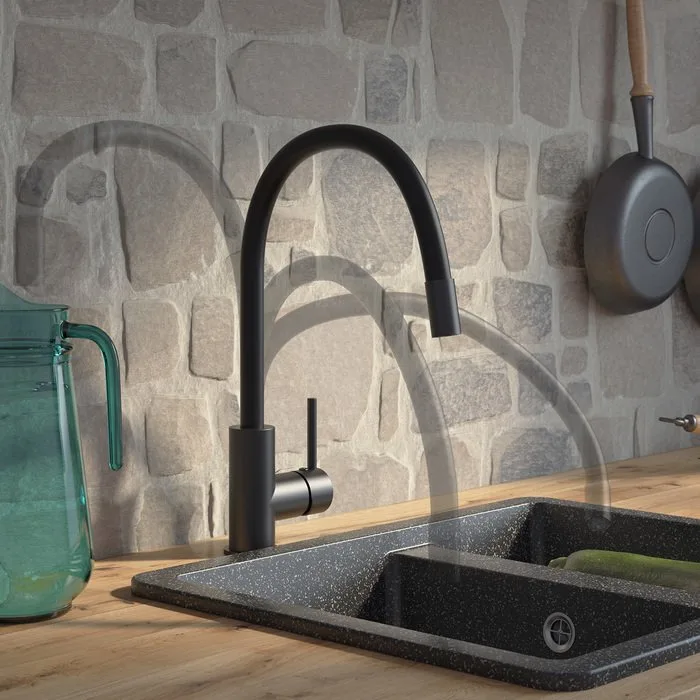 Смеситель для кухни IDDIS Kitchen 360 K36BLJ0i05 черный, с гибким изливом Sancos — официальный сайт