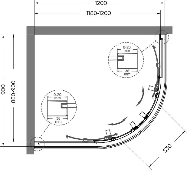 Душевой уголок Cezares Relax RELAX-304-RH-2-120/90-C-BORO 120x90, профиль брашированное золото Sancos — официальный сайт