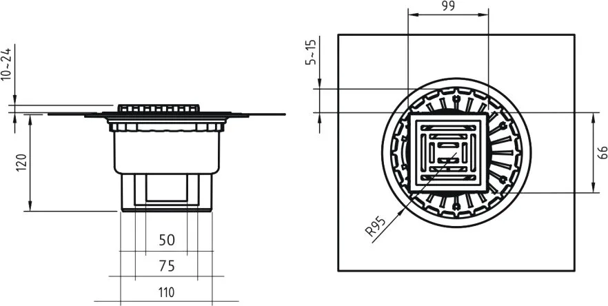 Душевой трап Berges Zentrum Antik 091464, 10x10 см, хром глянец Sancos — официальный сайт