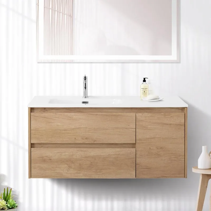 Тумба под раковину без столешницы BelBagno Kraft 100 L, 2 ящика, дверца, rovere nebrasca nature Sancos — официальный сайт