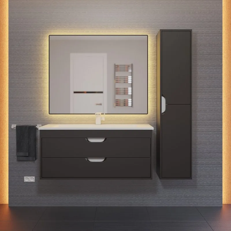 Шкаф-пенал для ванной Uperwood Modul 35 подвесной, матовый черный Sancos — официальный сайт