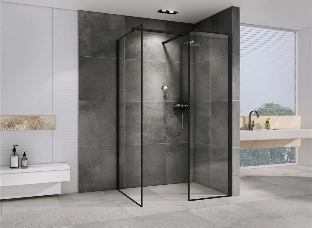 Душевой уголок Abber Immer Offen AG67128B 120x80, профиль черный, стекло прозрачное Sancos — официальный сайт