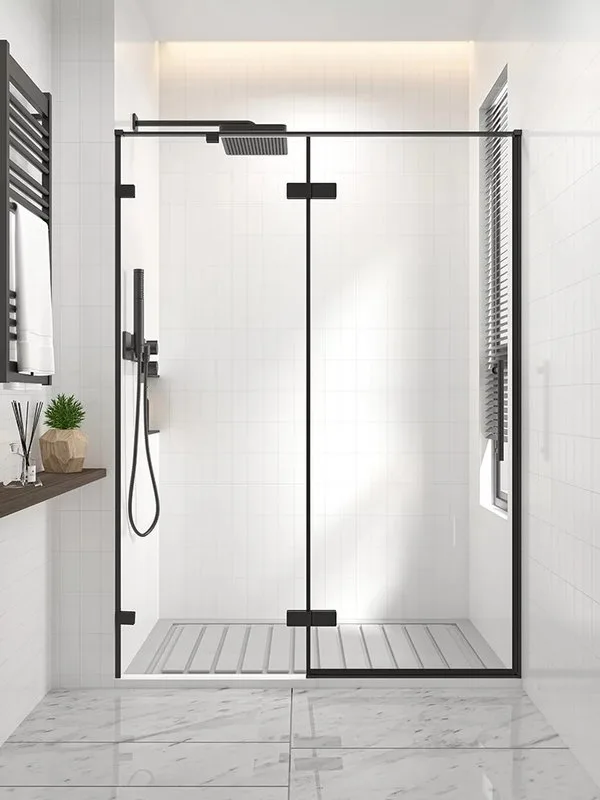 Душевая дверь в нишу Veconi Premium Alassio B 150x200, профиль матовый черный, стекло прозрачное Sancos — официальный сайт