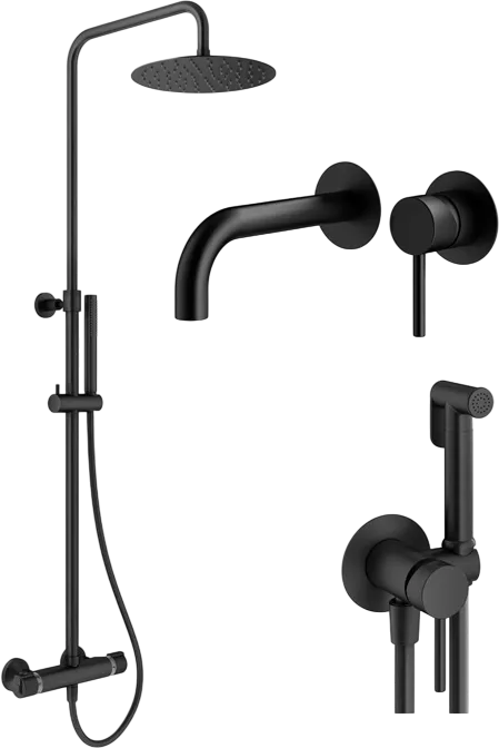 Комплект для ванной Plumberia Selection Ixo KITZXO6302NO210 С ВНУТРЕННЕЙ ЧАСТЬЮ, черный матовый Sancos — официальный сайт