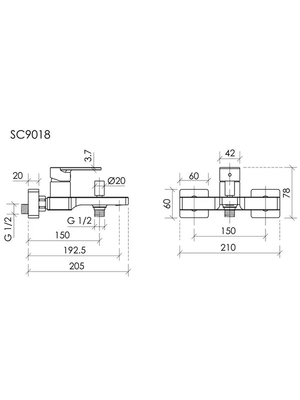 Смеситель для ванны и душа Sancos Studio SC9018BN, брашированный никель Sancos — официальный сайт