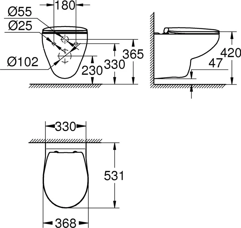 Унитаз подвесной Grohe Bau Ceramic Bau Ceramic 39497000 Sancos — официальный сайт