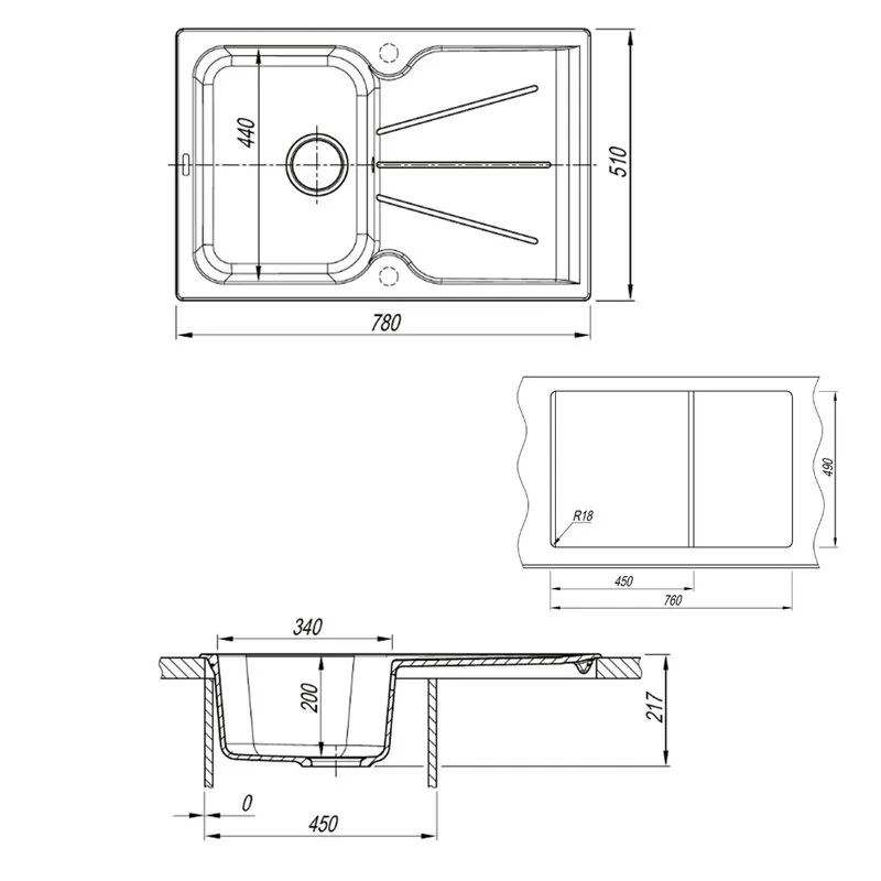 Кухонная мойка кварцевая Uperwood Quartz UPD-04-01, прямоугольная, белая Sancos — официальный сайт