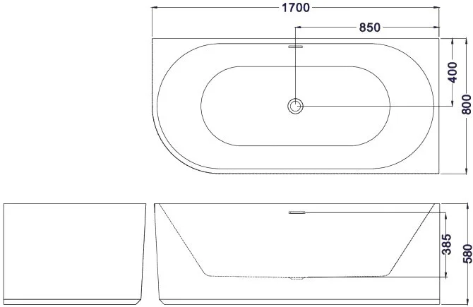 Акриловая ванна Esbano Bagama правая 170x80 см, правая, пристенная, белая, со сливом-переливом, с до Sancos — официальный сайт
