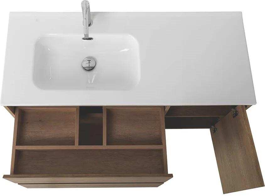 Тумба под раковину без столешницы BelBagno Kraft 100 L, 2 ящика, дверца, rovere nebrasca nature Sancos — официальный сайт